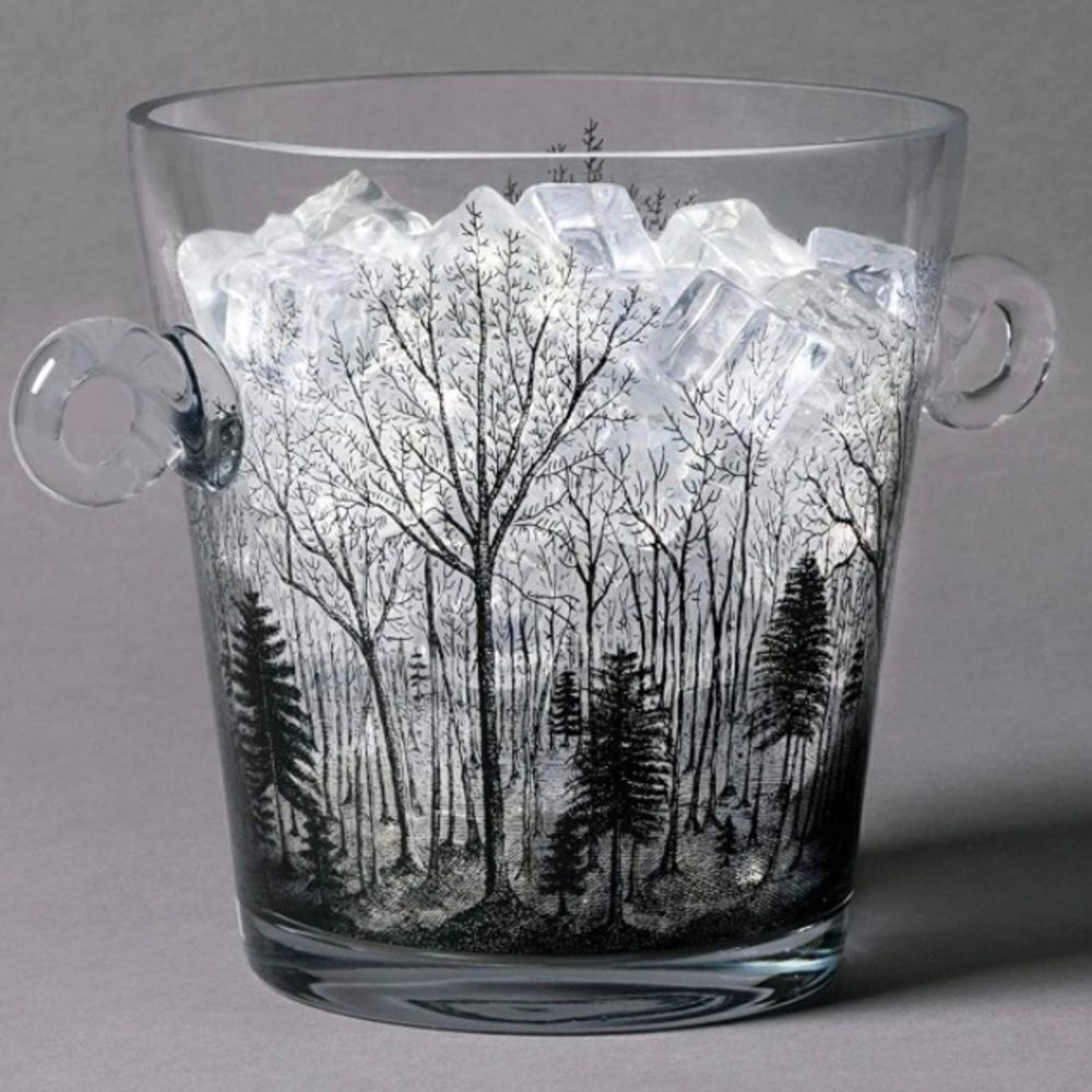 John Derian Spooky Glass Ice Bucket Trees Forest Design
